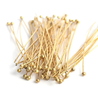 50mm Ball Head Pins (Set of 50), Satin 18K Gold Plated - ST354