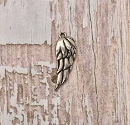 Small Angel Wing Charm, Antiqued Pewter - PT405