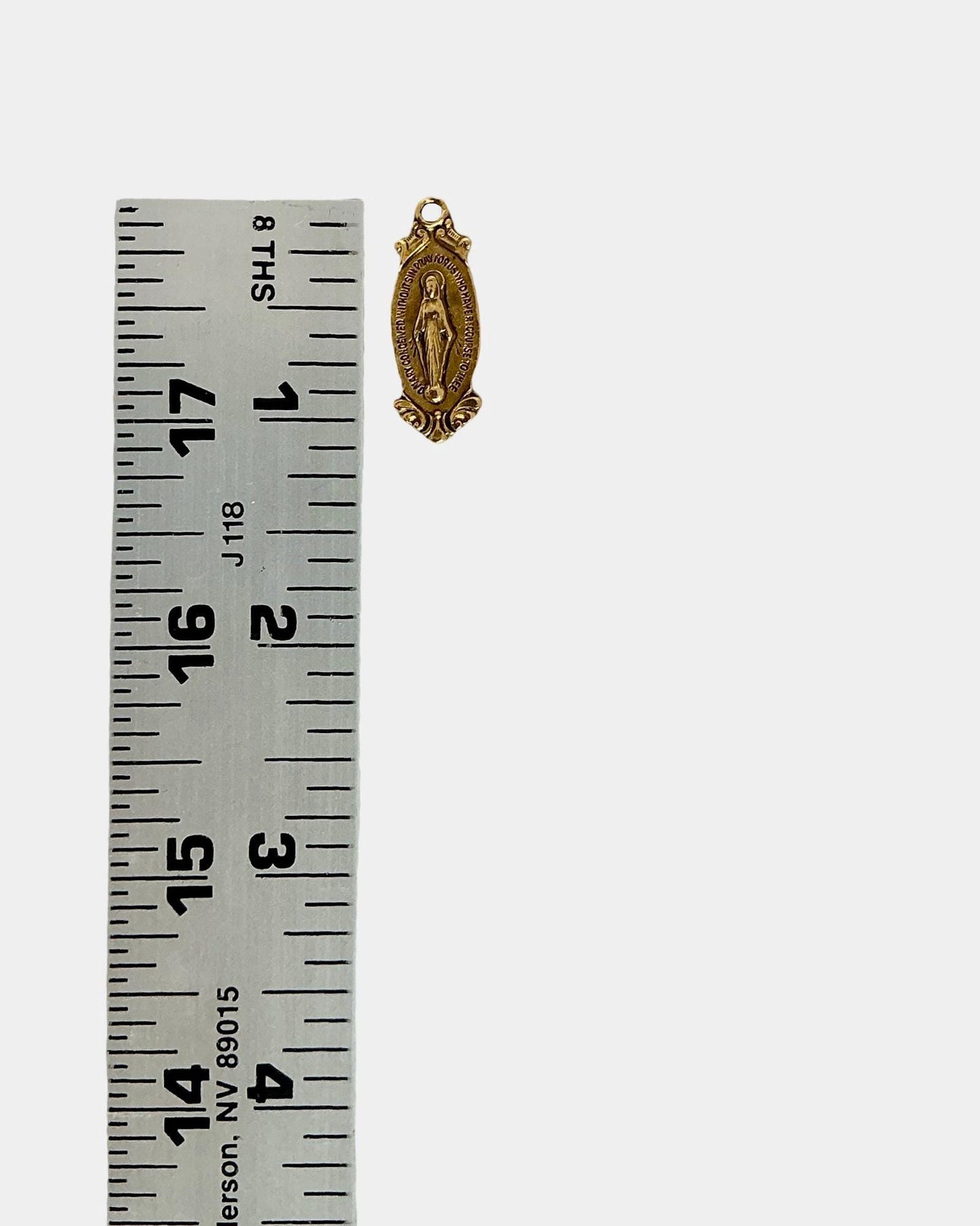 Mother Mary Medallion, Antiqued 18K Gold Plated - AG033