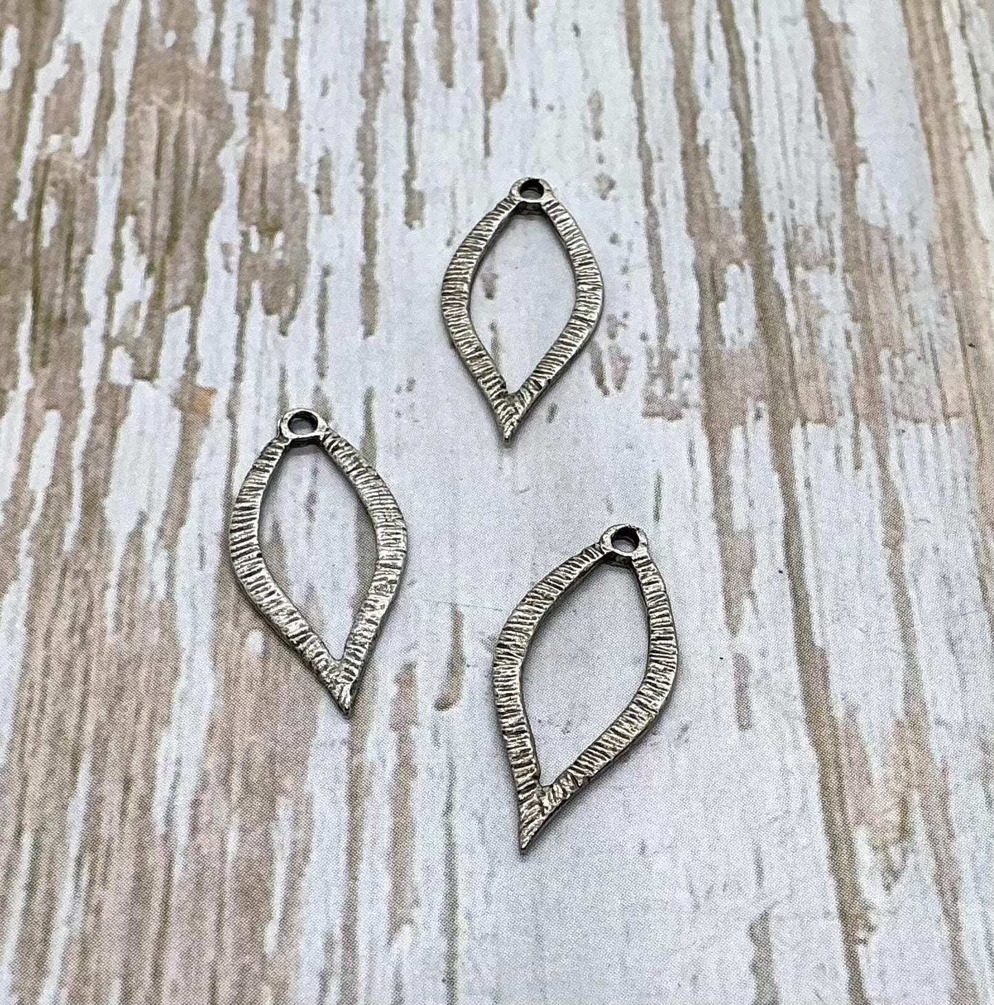 Ridged Teardrop Loops (Set of 2), Antiqued Pewter - PT404