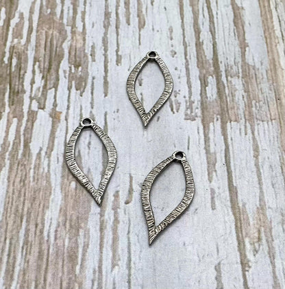 Ridged Teardrop Loops (Set of 2), Antiqued Pewter - PT404