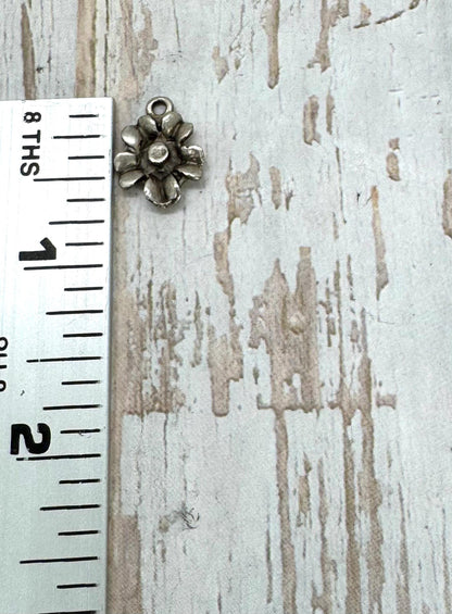 Small Modern Flower Charm, Antiqued Pewter - PT401
