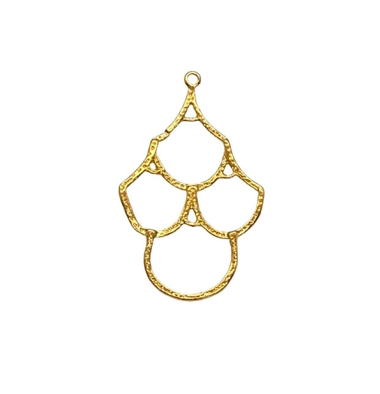 Dije Colgante de Vieira Art Decó, Chapado en Oro de 18K Satinado - ST595
