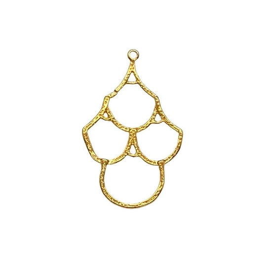 Art Deco Scallop Dangle Charm, Satin 18K Gold Plated - ST595