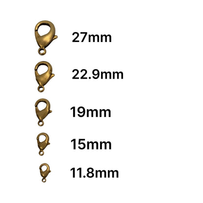 Multiple Sizes Lobster Clasp, Antiqued 18K Gold Plated