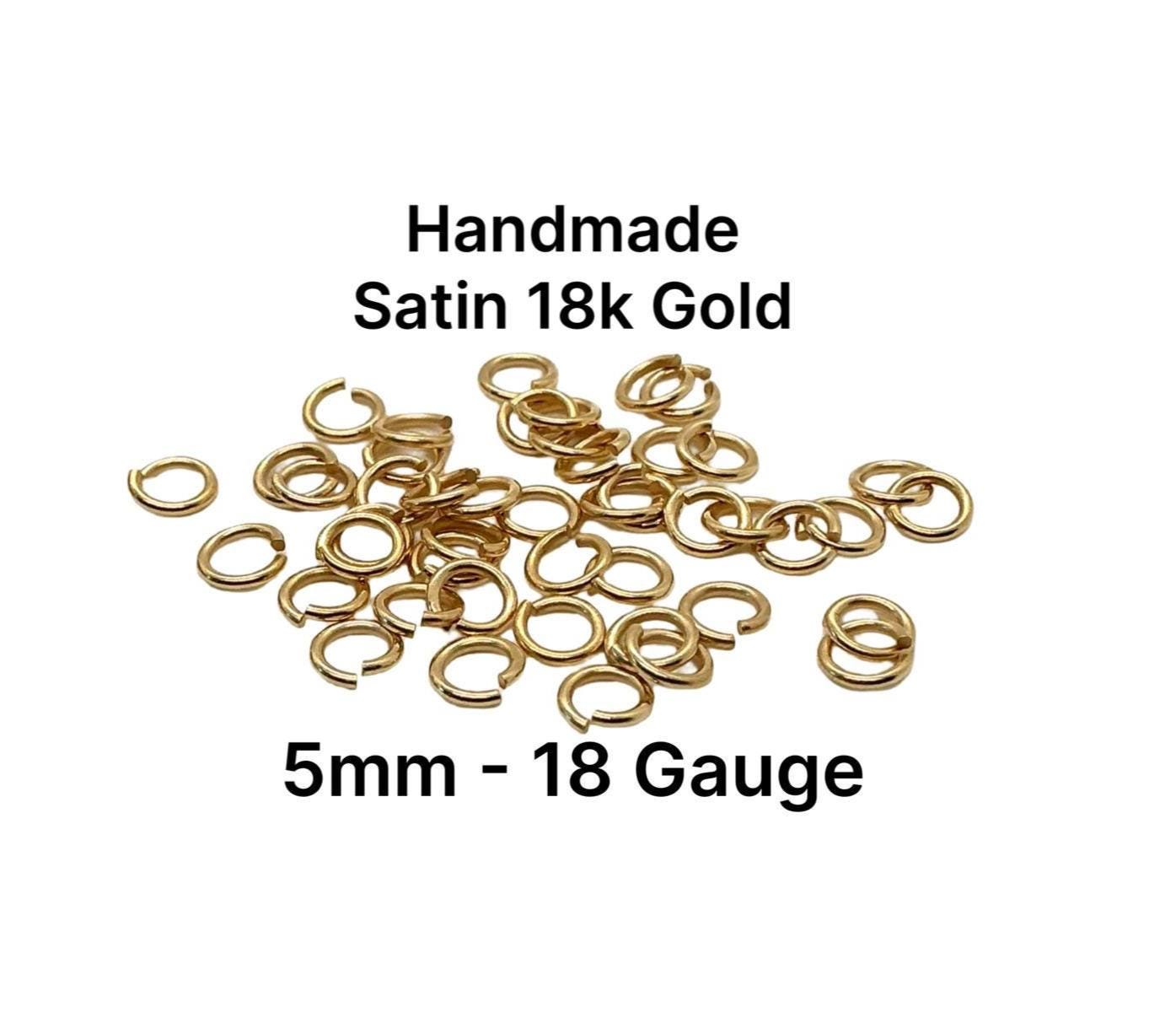 5mm 18 Gauge Bulk Jump Rings by Weight, Satin 18K Gold Plated - T040-JR