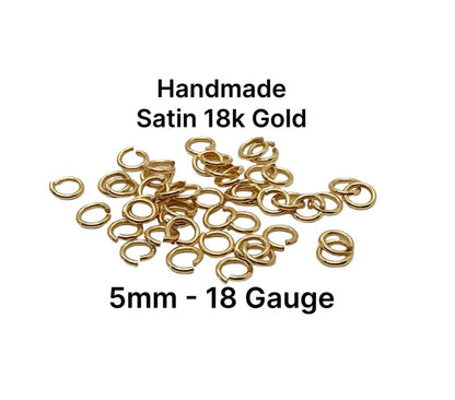 5mm 18 Gauge Bulk Jump Rings by Weight, Satin 18K Gold Plated - T040-JR