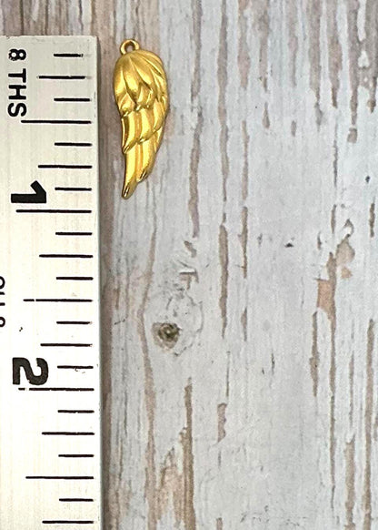 Small Angel Wing Charm, Satin 18k Gold Plated - ST225