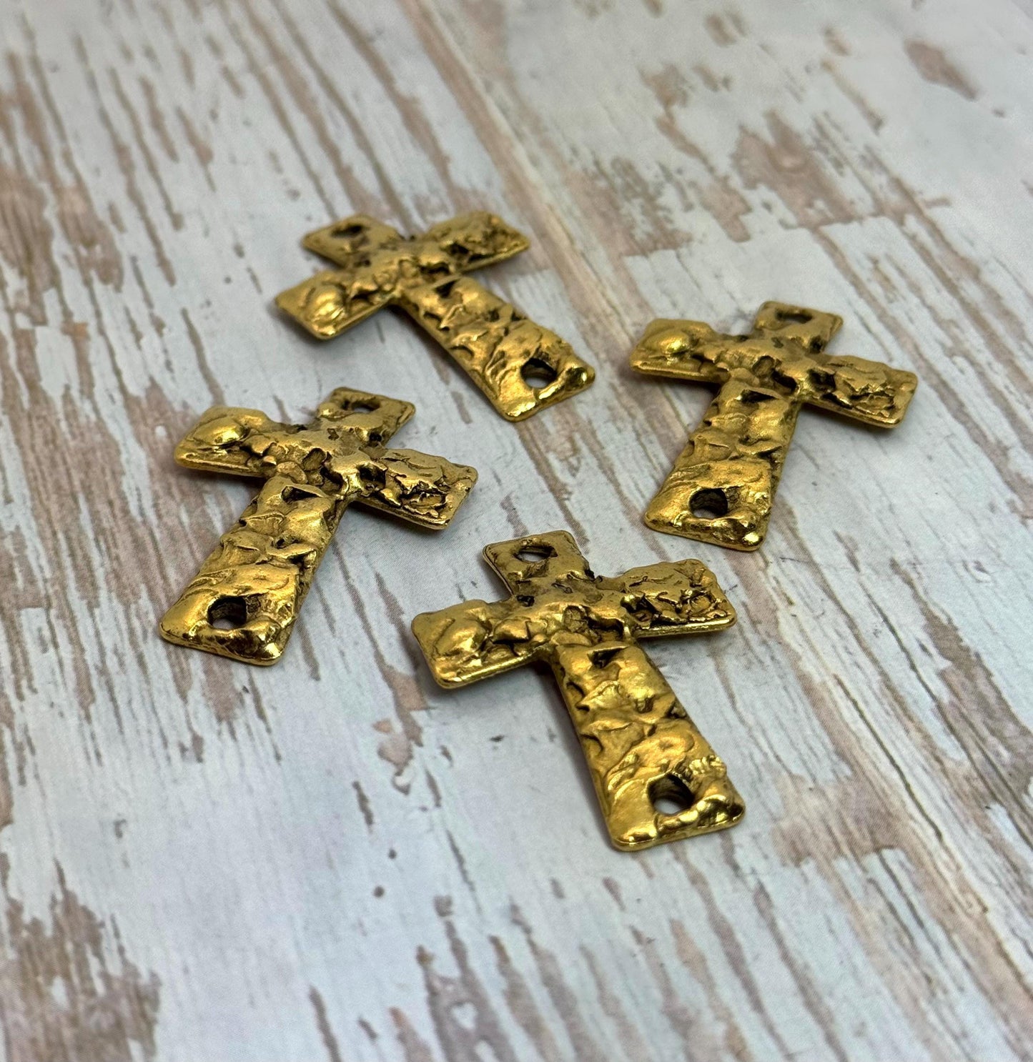 Large Cross Connector, Antiqued 18k Gold Plated - AG153
