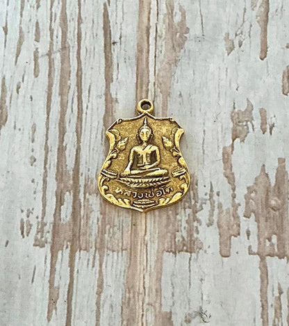 Médaillon Bouddha, plaqué or 18 carats vieilli - AG025
