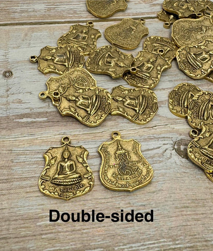 Médaillon Bouddha, plaqué or 18 carats vieilli - AG025