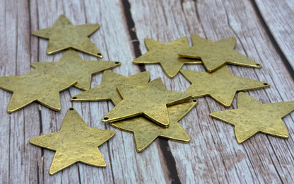 Large Smooth Star Pendant, Antiqued 18k Gold Plated - AG154