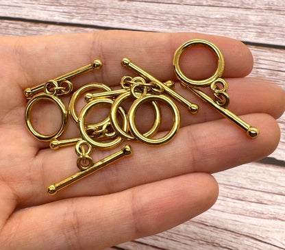 Round Toggle Clasp, Antiqued 18k Gold Plated - AG597