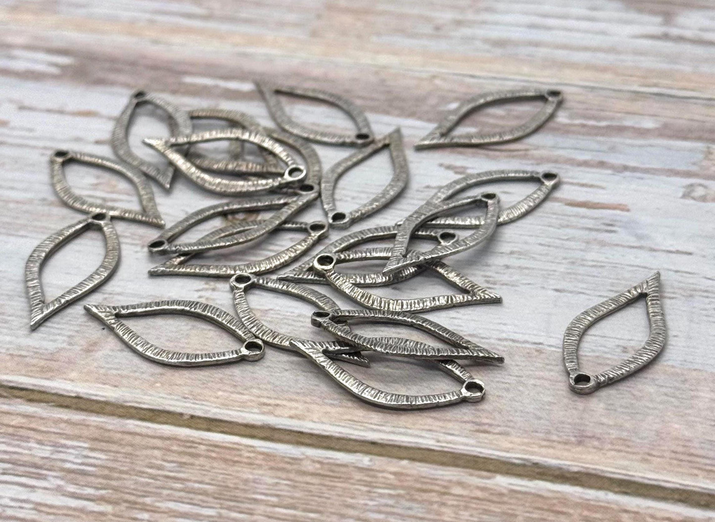 Ridged Teardrop Loops (Set of 2), Antiqued Pewter - PT404