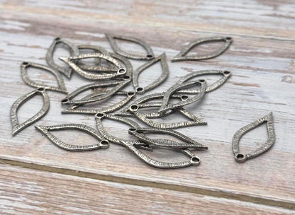 Ridged Teardrop Loops (Set of 2), Antiqued Pewter - PT404