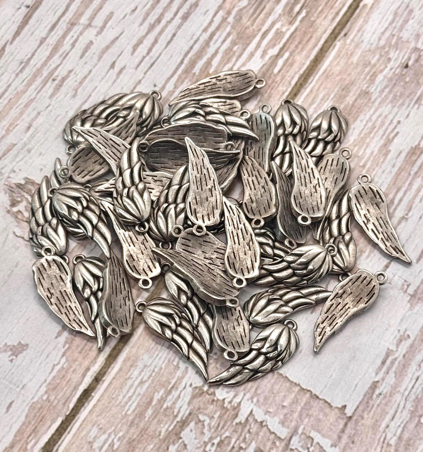 Small Angel Wing Charm, Antiqued Pewter - PT405