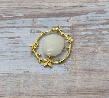 Créoles Fleurs et Branches, plaqué or 18 carats et satiné - ST596