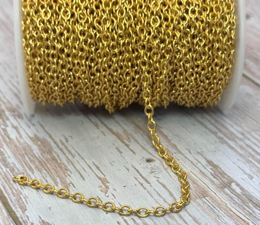 Small Oval Cable Chain, Satin 18k Gold Plated - S086-CH