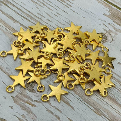 Star Charms (Set of 2), Satin 18k Gold Plated - ST210