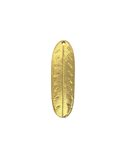 Large Feather Pendant, Satin 18k Gold Plated - ST217