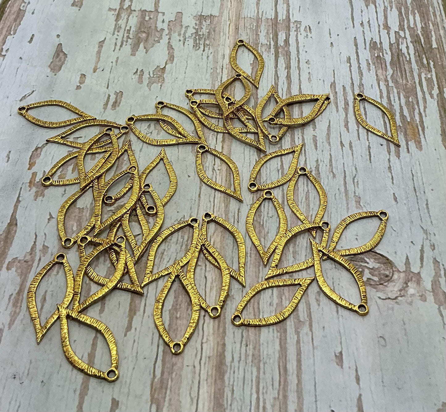 Ridged Teardrop Loops (Set of 2), Antiqued 18k Gold Plated - AG044