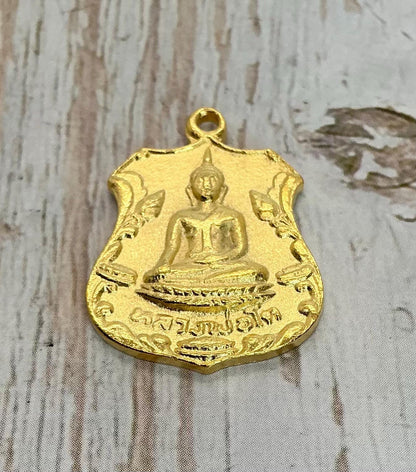 Buddha Medallion, Satin 18K Gold Plated - ST205