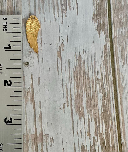 Grand Breloque Aile d'Ange, Plaqué Or 18K Satiné - ST215