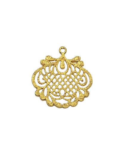 Round Filigree Chandelier Pendant, Satin 18k Gold Plated - ST601