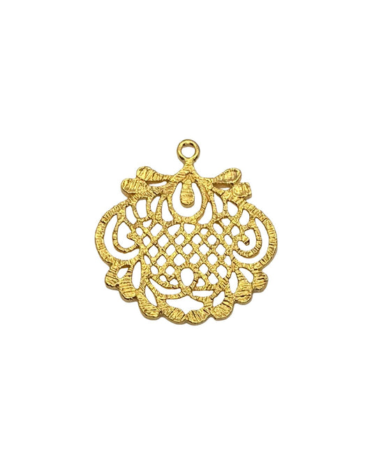 Round Filigree Chandelier Pendant, Satin 18k Gold Plated - ST601