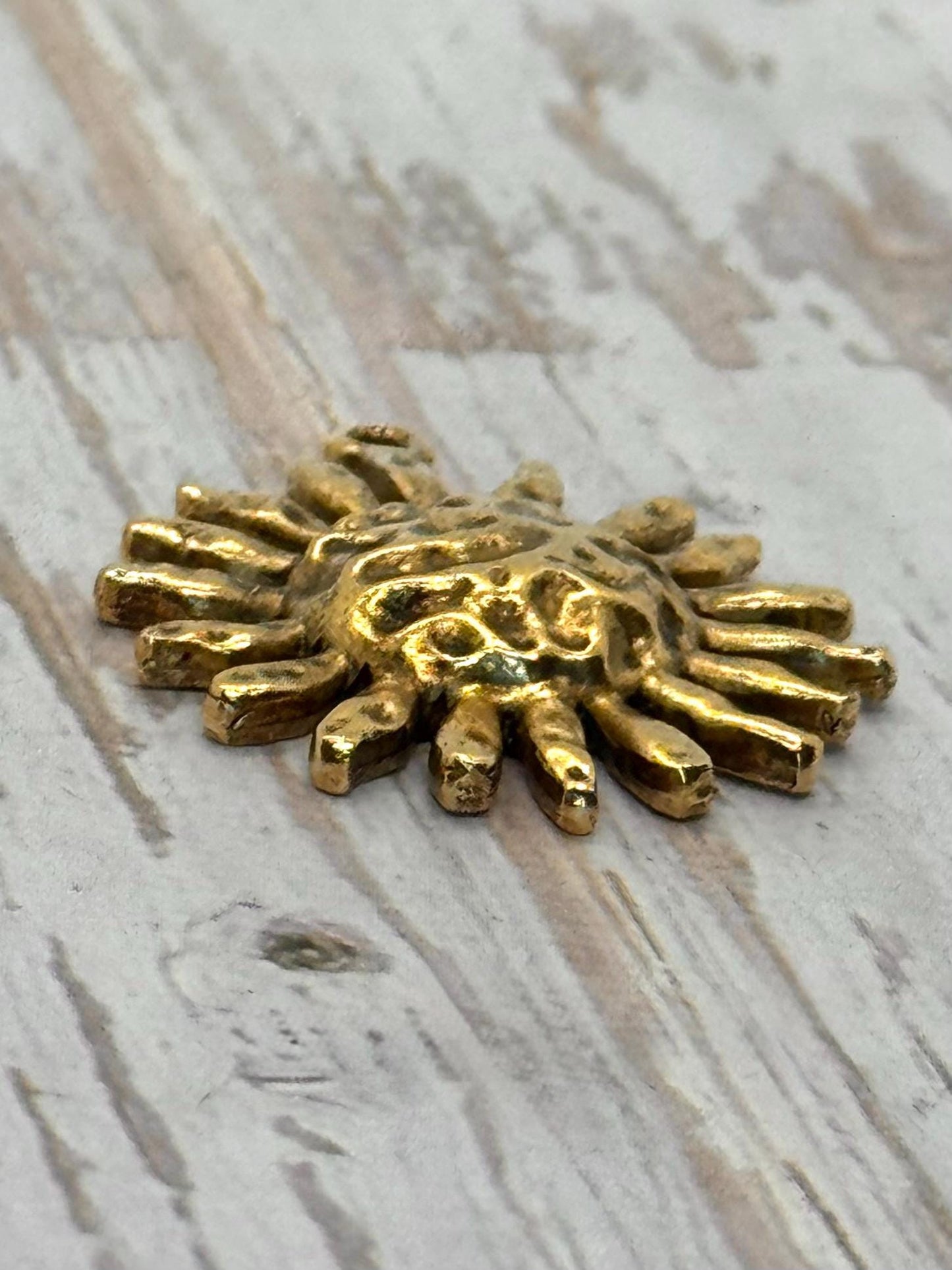 Hammered Sun Pendant, Antiqued 18k Gold Plated - AG001