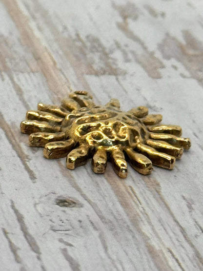 Hammered Sun Pendant, Antiqued 18k Gold Plated - AG001