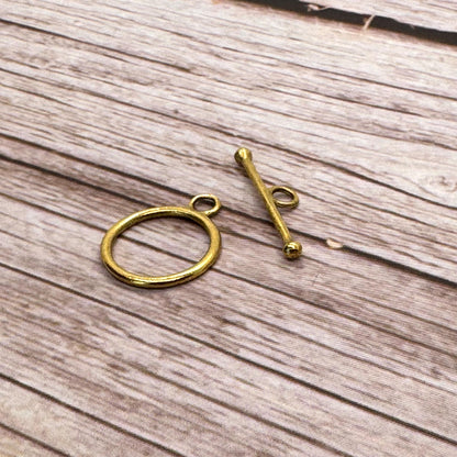 Fermoir à bascule simple, plaqué or 18 carats vieilli - AG042
