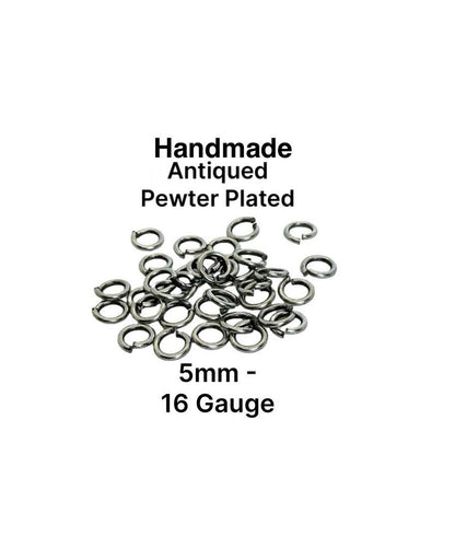 Anillas de engarce a granel de 5 mm y calibre 16 por peso, bañadas en peltre envejecido - P033-JR