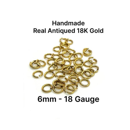 Anneaux de jonction non soudés 6 mm, jauge 18, plaqué or 18 carats antique - A028-JR