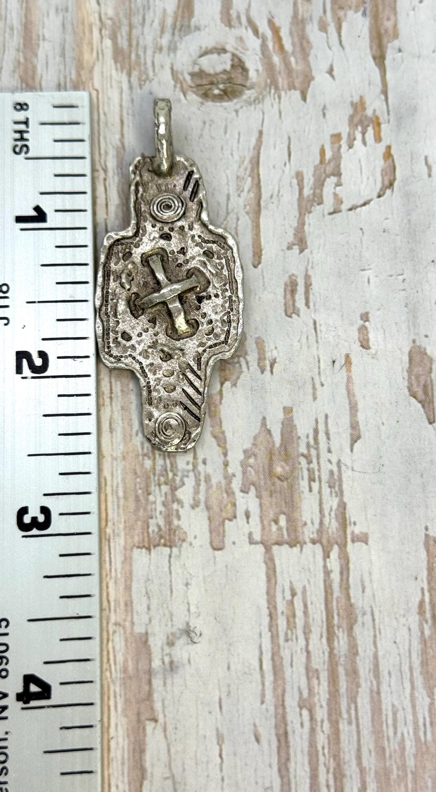 Large Double-Sided Cross Pendant, Antiqued Pewter - PT567