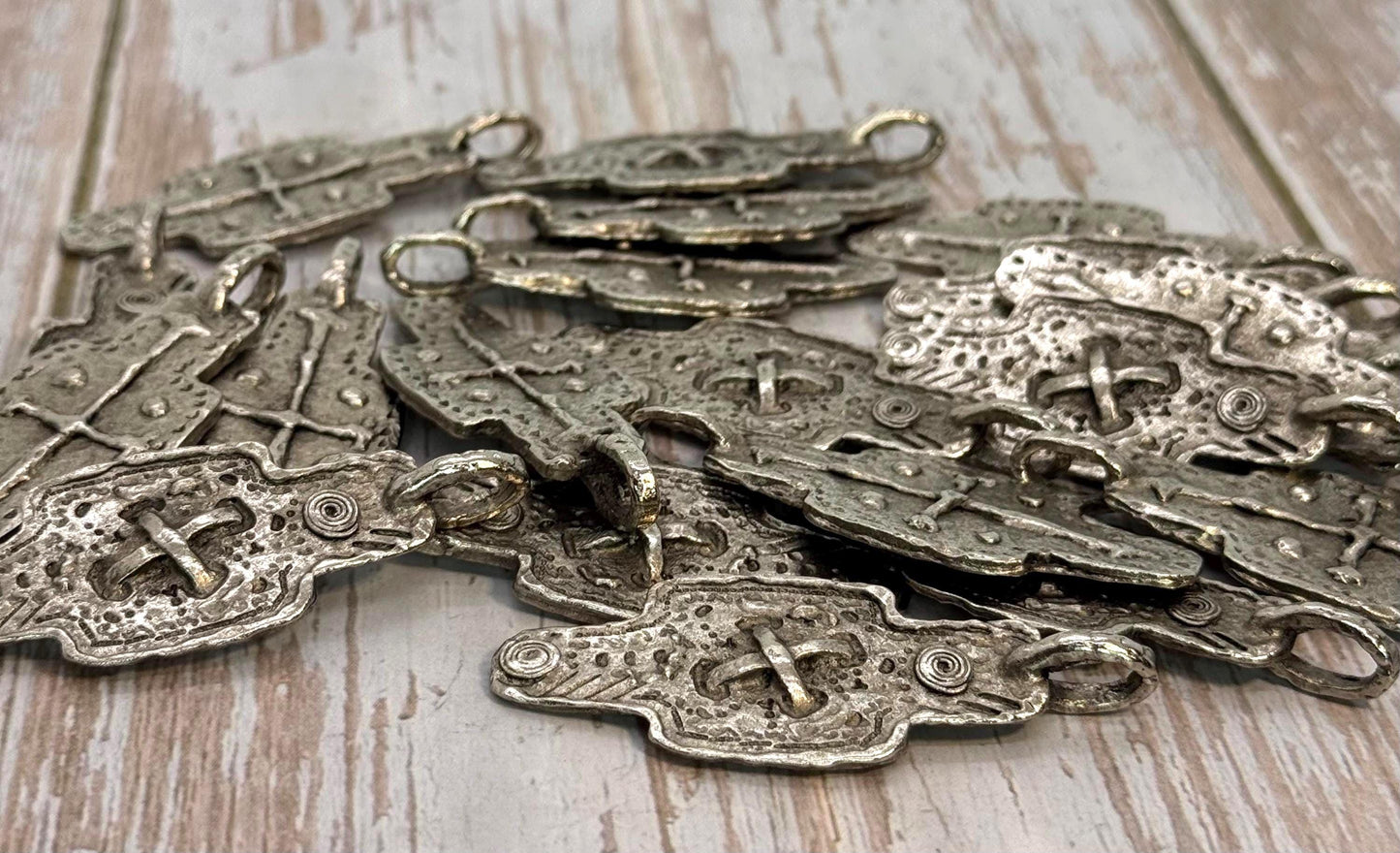 Large Double-Sided Cross Pendant, Antiqued Pewter - PT567