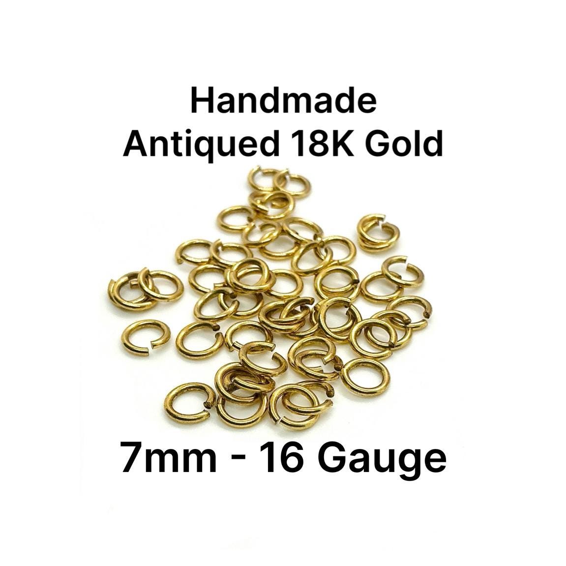 7mm 16 Gauge Unsoldered Jump Rings by Weight, Antiqued 18k Gold Plated - A030-JR