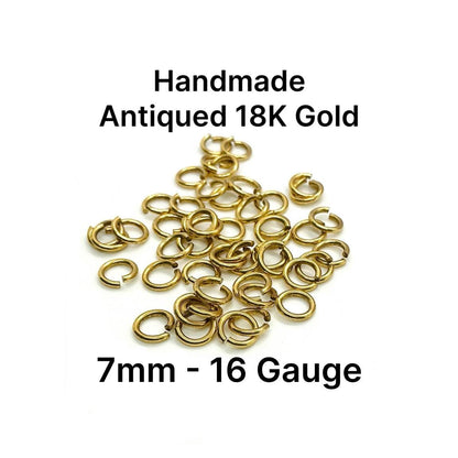 7mm 16 Gauge Unsoldered Jump Rings by Weight, Antiqued 18k Gold Plated - A030-JR