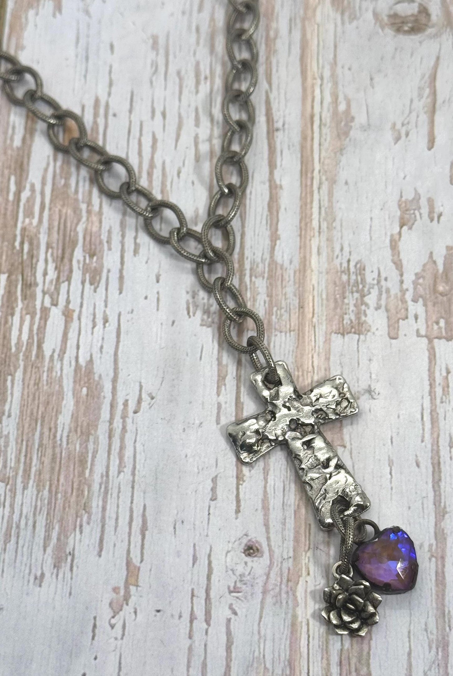 Large Cross Connector Pendant, Antiqued Pewter - PT513