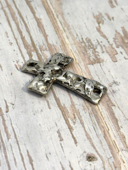 Large Cross Connector Pendant, Antiqued Pewter - PT513