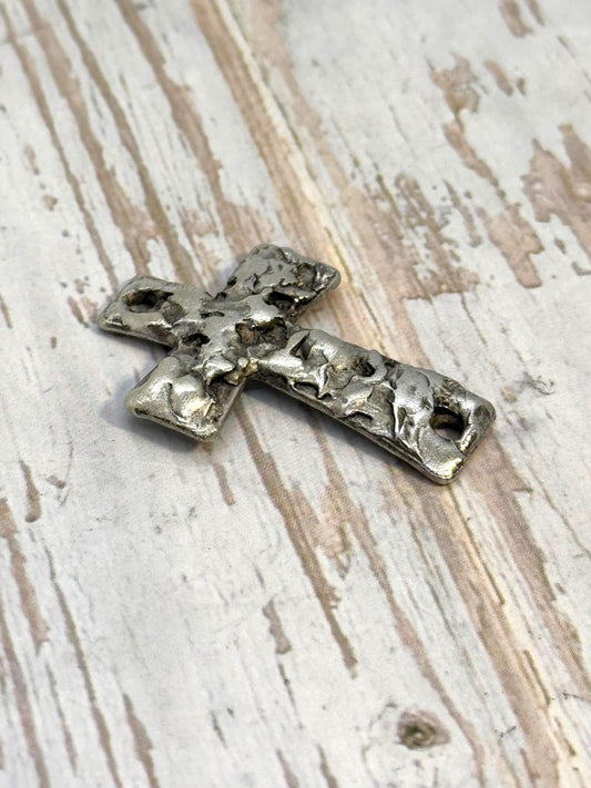 Large Cross Connector Pendant, Antiqued Pewter - PT513