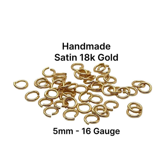 5mm 16 Gauge Bulk Jump Rings by Weight, Satin 18k Gold Plated - T041-JR