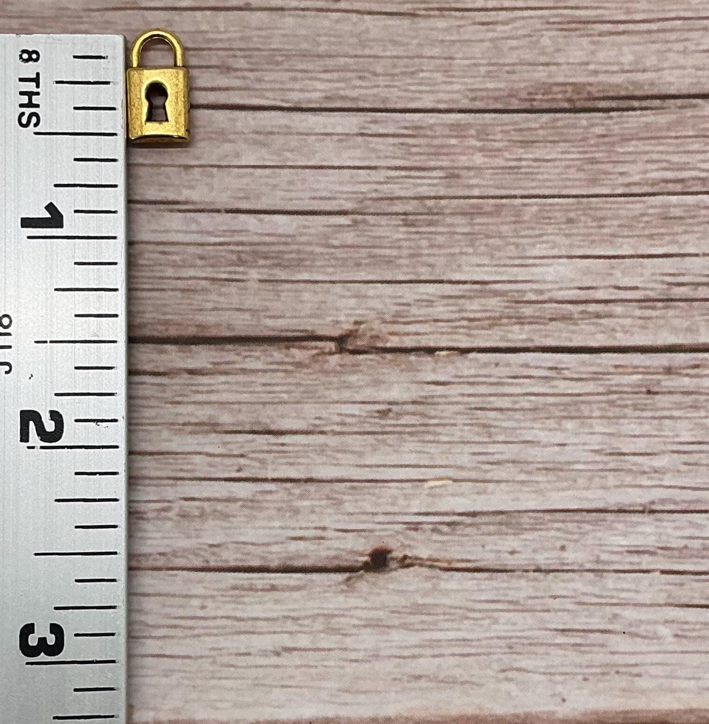 Small Padlock Charm, Antiqued 18K Gold Plated - AG583