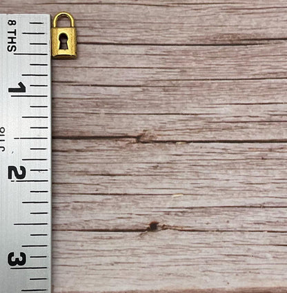 Small Padlock Charm, Antiqued 18K Gold Plated - AG583