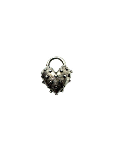 Spiky Puffy Heart Charm, Antiqued Pewter - PT376