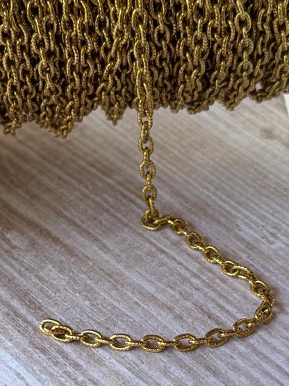 Micro Oval Cable Chain, Antiqued 18k Gold Plated - G107-CH