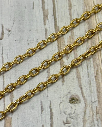 Micro Oval Cable Chain, Antiqued 18k Gold Plated - G107-CH