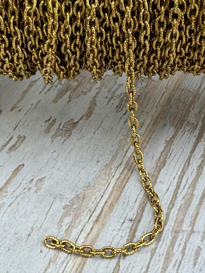 Micro Oval Cable Chain, Antiqued 18k Gold Plated - G107-CH