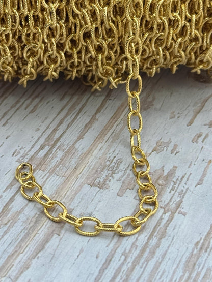 Chaîne maillons 9x6mm, Plaqué or 18k finition satinée - S082-CH