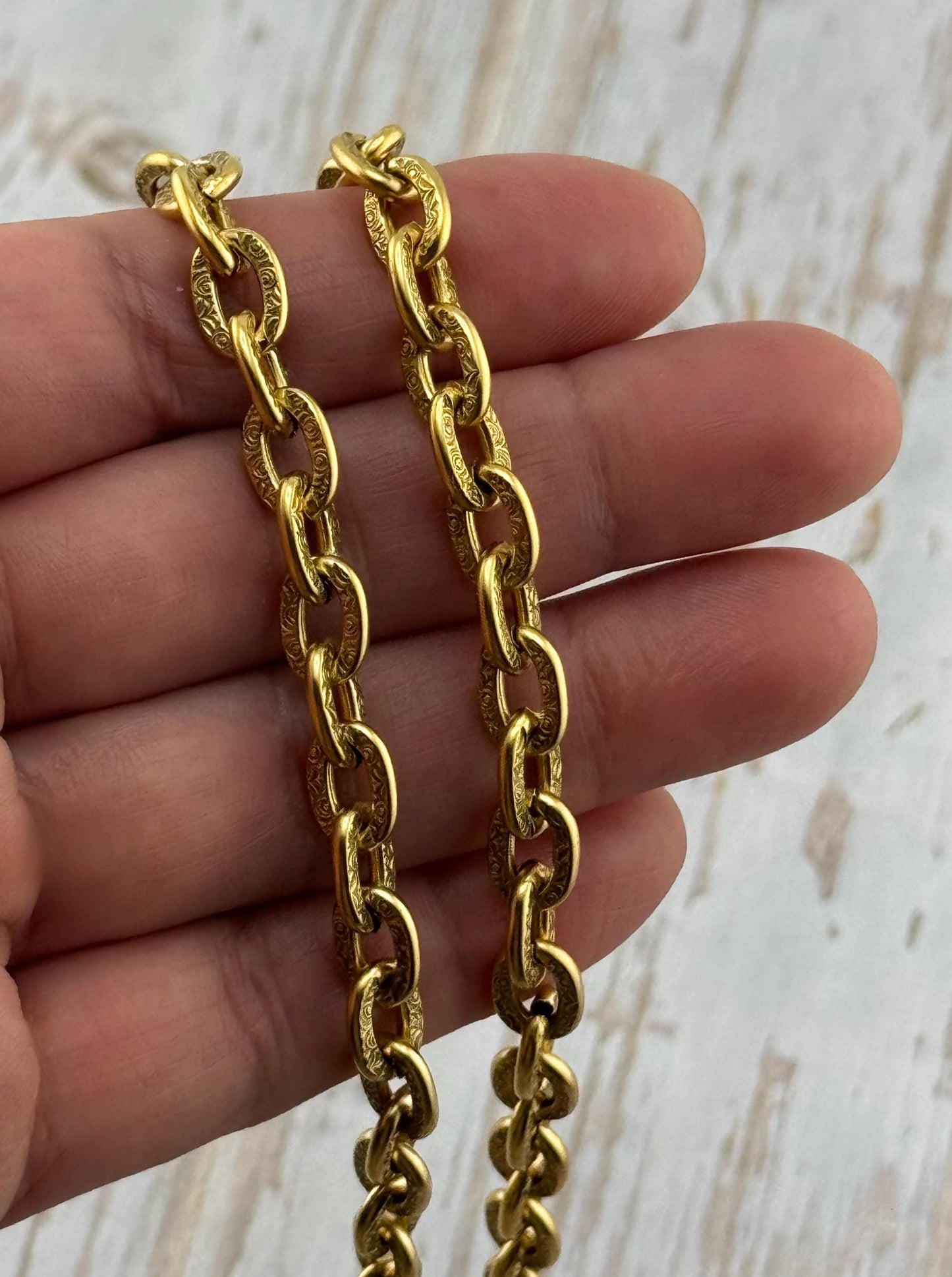 7x10mm Oval Textured Chain, Antiqued 18k Gold Plated - G115-CH